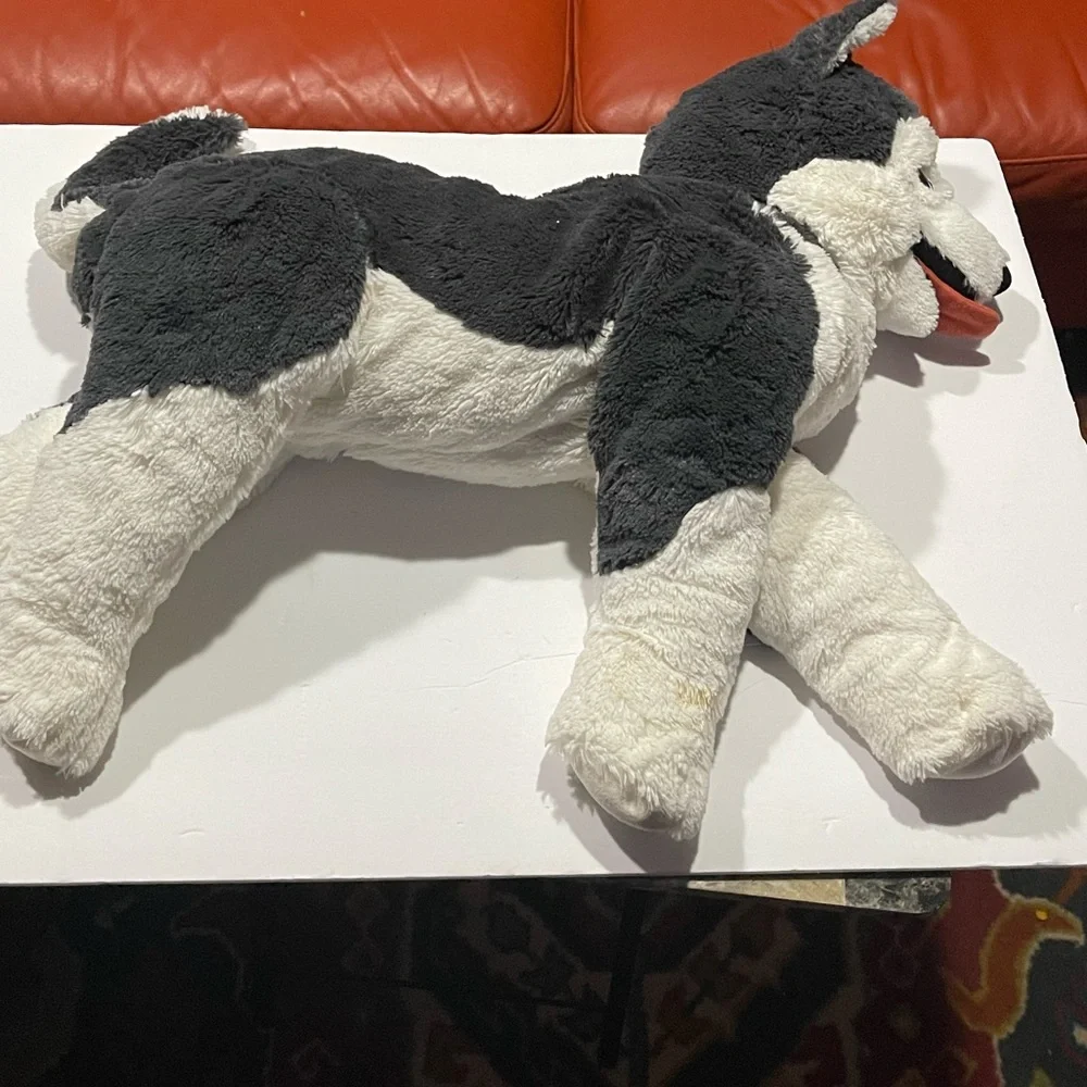 IKEA Livlig Husky Dog Plush Wolf 22” Stuffed Animal Toy Gray White Large Pillow